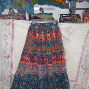 New Fade Blue Long Flower Skirt Multiple Stripes Multiple Layered Design