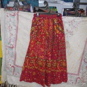 New Red Long Flower Skirt Multiple Stripes Multiple Layered Design