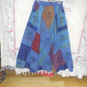 Boho Patchwork Maxi Skirt - Mixed Print Flowy Bohemian Long Skirt SK-07