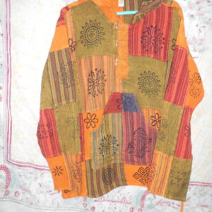 Unisex Boho Patchwork Hoodie – Colorful Striped Tribal Print Pullover S-33