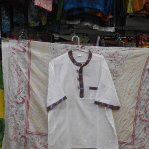 Binay Embroidery White Nepali With Bhutani Borderd Kurta Shirt For Men - Fashion | Men's Wear | Kurtha Shirts |