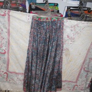 Fade Blue Long Flower Skirt Multiple Stripes Multiple Layered Design
