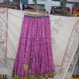 New Pink Long Flower Skirt Multiple Stripes Multiple Layered Design